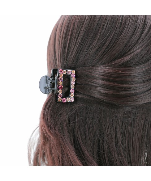 Crystal Rhinestone Rectangle Cutout Claw Clip