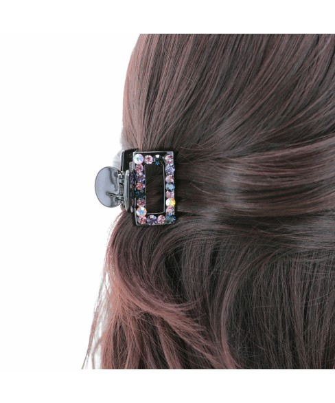 Crystal Rhinestone Rectangle Cutout Claw Clip