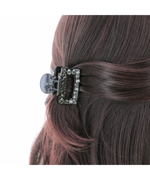 Crystal Rhinestone Rectangle Cutout Claw Clip