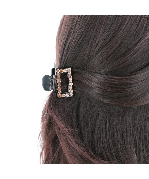 Crystal Rhinestone Rectangle Cutout Claw Clip