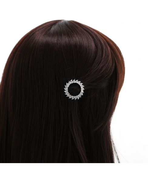 Crystal Rhinestone Circle Barrette/Hair Clip