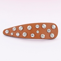 Faux Leather Rhinestone Snap Clip