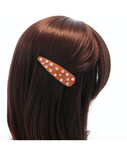 Faux Leather Rhinestone Snap Clip