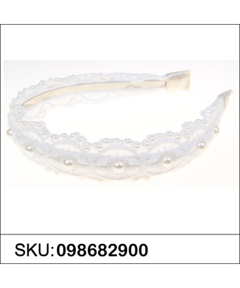 Faux Pearl Deco Lace Headband Faux Pearl Deco Lace Headband