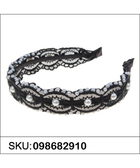 Faux Pearl Deco Lace Headband Faux Pearl Deco Lace Headband