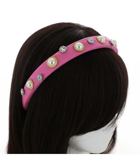 Fashion Rhinestone&Pearl Padded Headband