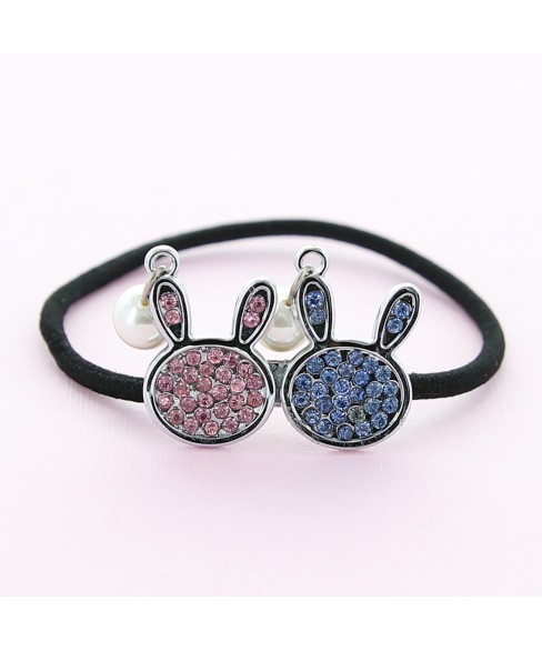 Rhinestone Rabbit Ponytail Holder