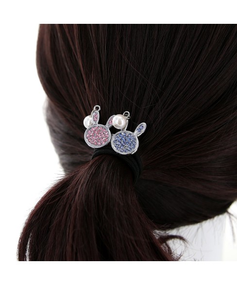 Rhinestone Rabbit Ponytail Holder