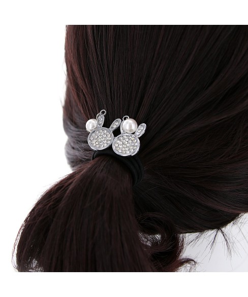 Rhinestone Rabbit Ponytail Holder