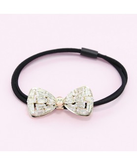 Crystal-Embellished Bow Ponytail Holder