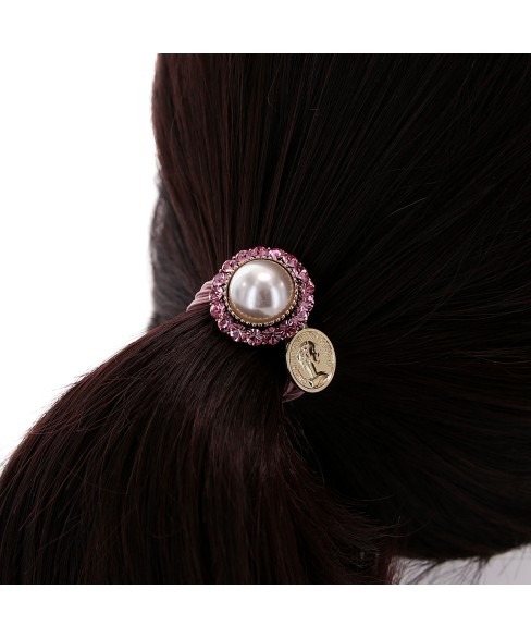 Crystal & Pearl Embellished Ponytail Holder