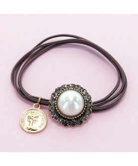 Crystal & Pearl Embellished Ponytail Holder