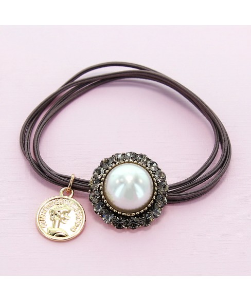 Crystal & Pearl Embellished Ponytail Holder Crystal & Pearl Embellished Ponytail Holder