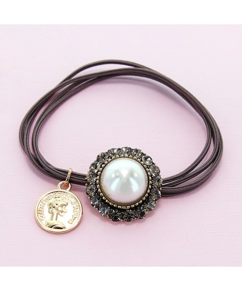 Crystal & Pearl Embellished Ponytail Holder