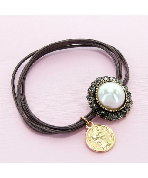 Crystal & Pearl Embellished Ponytail Holder