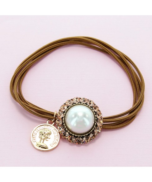 Crystal & Pearl Embellished Ponytail Holder Crystal & Pearl Embellished Ponytail Holder