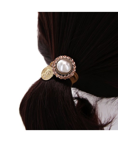 Crystal & Pearl Embellished Ponytail Holder