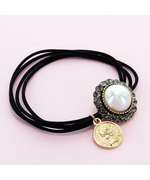 Crystal & Pearl Embellished Ponytail Holder