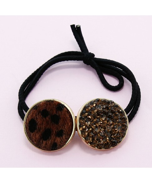 Crystal & Animal Print Ponytail Holder