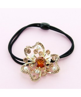 Crystal Flower Ponytail Holder