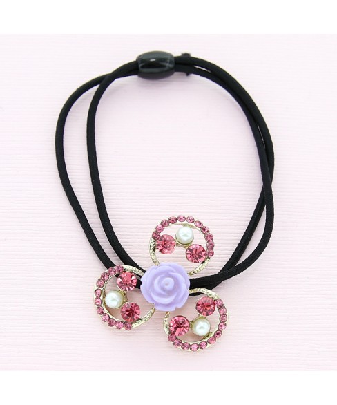 Crystal Flower Ponytail Holder