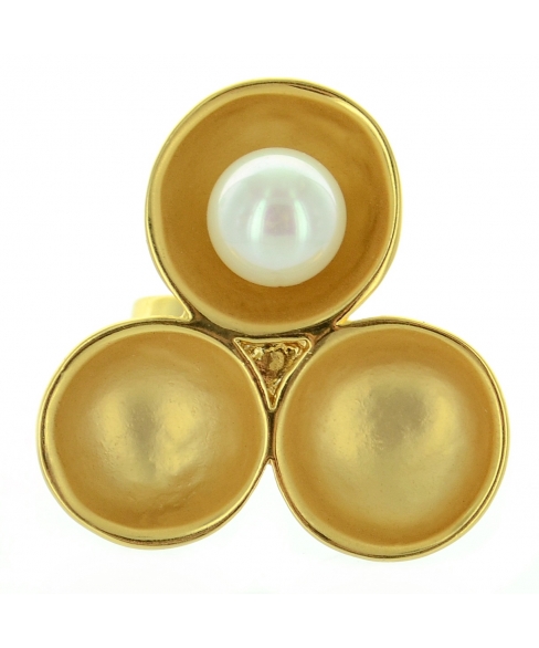 Matte Gold Tone Modern Art Ring