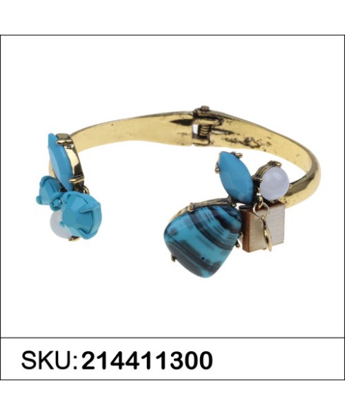 Stone Open Hinge Cuff Bangle Stone Open Hinge Cuff Bangle
