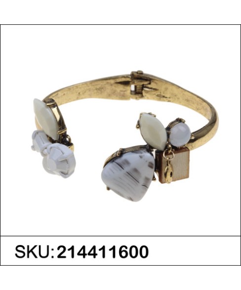 Stone Open Hinge Cuff Bangle Stone Open Hinge Cuff Bangle