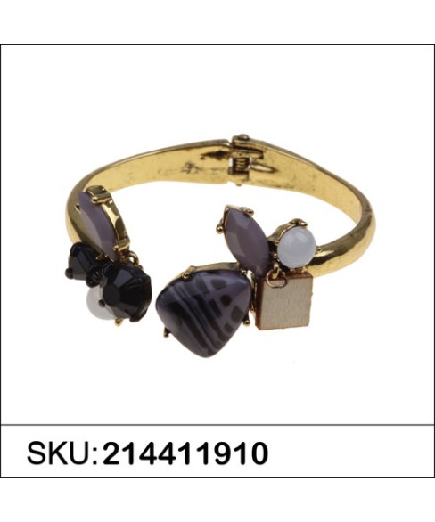 Stone Open Hinge Cuff Bangle Stone Open Hinge Cuff Bangle