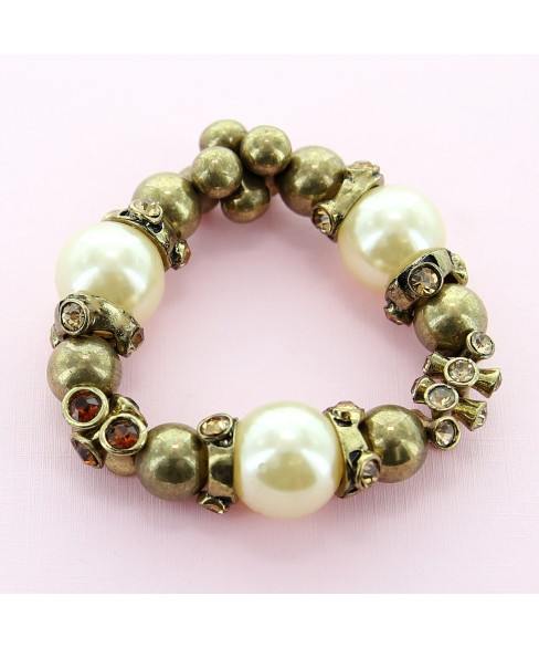 Rhinestone & Pearl Stretch Bracelet