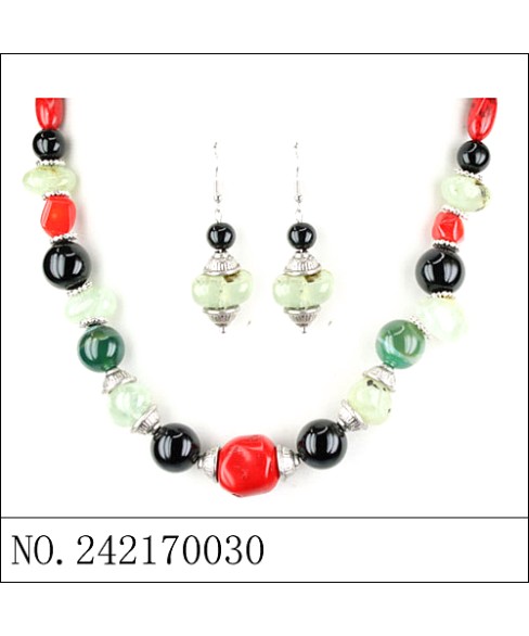 Necklace& Earr Set Stripe