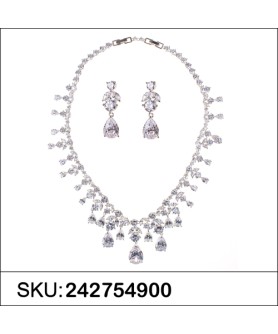 Necklace& Earr Set White