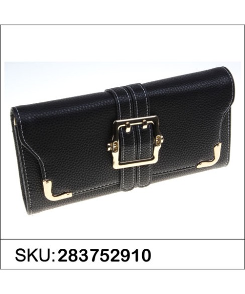 Buckle Textured Faux Leather Wallet On A Chain Buckle Textured Faux Leather Wallet On A Chain