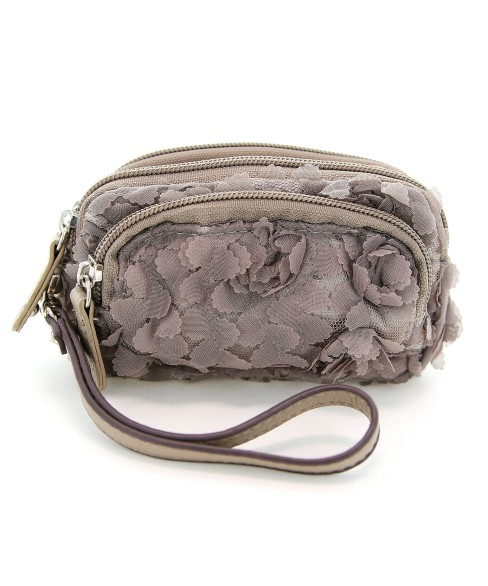 Floral Triple Compartment Wristlet Change Purse