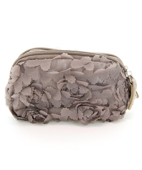 Floral Triple Compartment Wristlet Change Purse