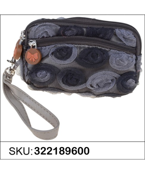 Floral Triple Compartment Wristlet Change Purse Floral Triple Compartment Wristlet Change Purse