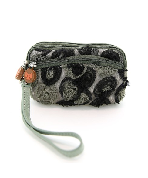 Floral Triple Compartment Wristlet Change Purse Floral Triple Compartment Wristlet Change Purse