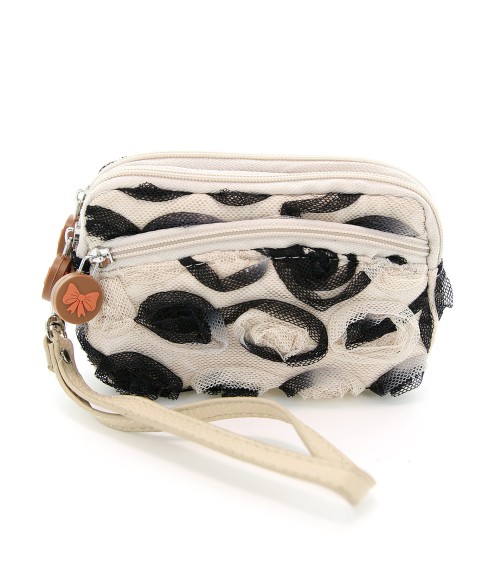 Floral Triple Compartment Wristlet Change Purse Floral Triple Compartment Wristlet Change Purse