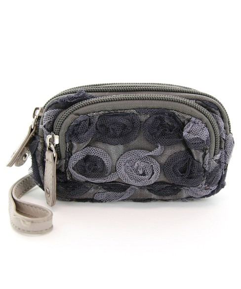 Floral Triple Compartment Wristlet Change Purse Floral Triple Compartment Wristlet Change Purse