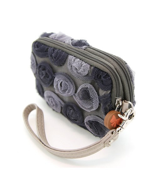 Floral Triple Compartment Wristlet Change Purse