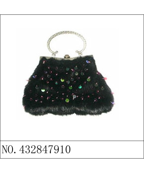 Faux Fur Sequin Embroidery Clutch