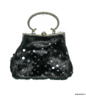 Faux Fur Sequin Embroidery Clutch