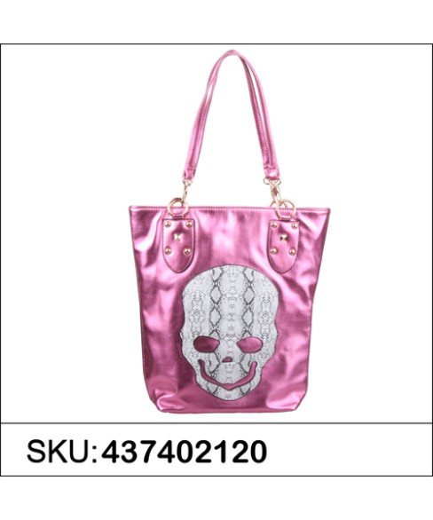 Metallic Vegan Leather Skull Tote Metallic Vegan Leather Skull Tote