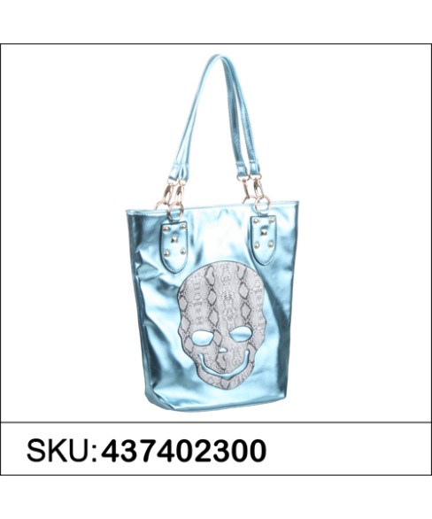 Metallic Vegan Leather Skull Tote Metallic Vegan Leather Skull Tote