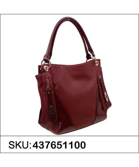 LiquidShine Vegan Patent Leather trim Shoulder Bag LiquidShine Vegan Patent Leather trim Shoulder Bag
