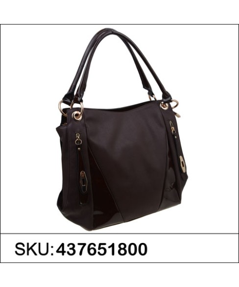 LiquidShine Vegan Patent Leather trim Shoulder Bag LiquidShine Vegan Patent Leather trim Shoulder Bag