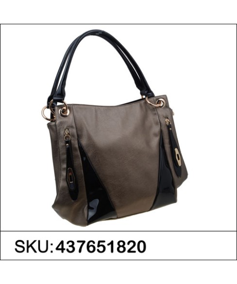 LiquidShine Vegan Patent Leather trim Shoulder Bag LiquidShine Vegan Patent Leather trim Shoulder Bag