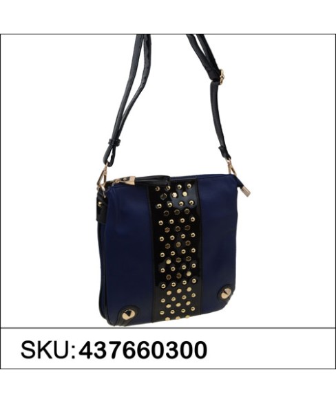 Studded Vegan Parent Leather Trim Crossbody Bag Studded Vegan Parent Leather Trim Crossbody Bag