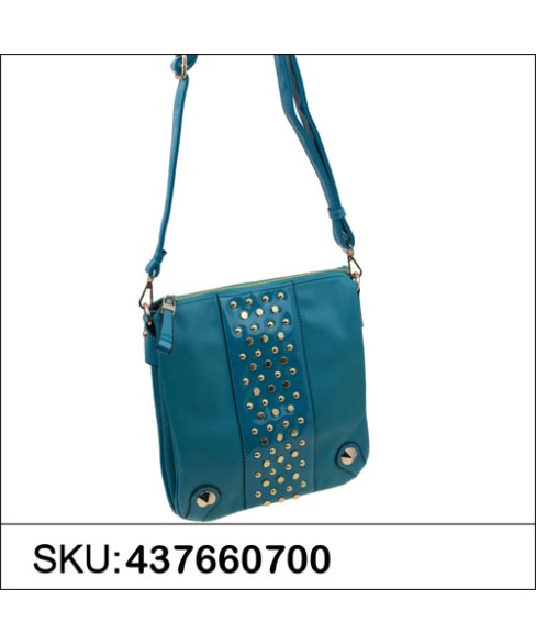 Studded Vegan Parent Leather Trim Crossbody Bag Studded Vegan Parent Leather Trim Crossbody Bag