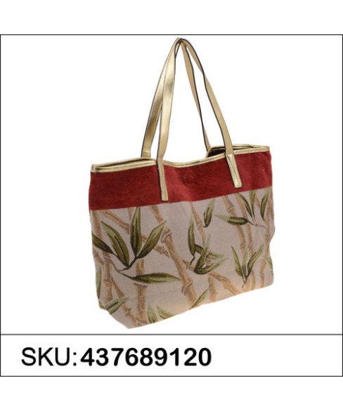 Fabric Mix Print Tote Bag With Pouch Fabric Mix Print Tote Bag With Pouch
